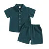 Set di abbigliamento Set di abiti estivi da neonato adorabile Elegante t-shirt con chiusura a bottoni a maniche corte con pantaloncini elastici - Bambino perfetto