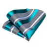 Bow Ties Gift Men Tie Teal Blue White Striped Silk wedding For DiBanGu Designer Hanky Cufflink Quality Set Business 7339 230718