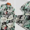 Camicie casual da uomo INCERUN Camicia hawaiana da uomo Stampa estiva Risvolto Manica corta Abbigliamento da vacanza Streetwear 2023 Traspirante