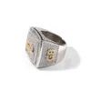 Band Rings Hip Hop Big Square DIY Custom Letter Name Men's Ring Famous Brand Full Iced Out Micro Pave CZ Punk Rap Personalized Jewelry 230718