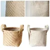 Paniers de rangement tressé Jute tissu pot de fleurs panier coton lin mélangé boîte de bureau enfants jouets articles divers organisateur blanchisserie