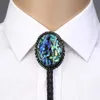 Bolo Cravates Naturel Pierre Vert Shell Flash Bolo Cravate Pour Homme Indien Cowboy Western Cowgirl Cuir Corde En Alliage De Zinc Cravate HKD230719