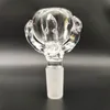 Style Schüssel Stück 14 mm dicke Schüssel Stück Bong Glasrutsche Wasserrohre rund reine klare Drachenklaue Kopfbedeckte Schalen männliche Rauchzubehör