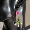 Dangle Earrings CSxjd 2023 Vintage Plant Jewelry Imitating Pearls Forget-me-not Leaves Flowers