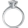 Utmärkt 2CT Brilliant Synthetic Diamond Wedding Ring för kvinnlig solid sterlingsilverring med vitt guldtäckning267z