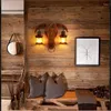 Wandlamp Retro Industrieel Licht Hout Glas Creatieve Ox Head Verlichting Woonkamer El Gang Slaapkamer Nachtkastje Blaker Bra