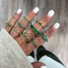 Band Ringen Zakol Mode Groene Zirconia Ringen Voor Vrouwen Geometrie Crystal Ring Party Vrouwelijke Sieraden J230719