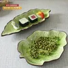 Plates Creative Ice Cracked Ceramic Tableware Lotus Leaf Plate Four Legged Long Sushi Restaurant Petal Vegetable