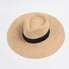 Cappelli a tesa larga Panama da donna Big Natural Rafia Paglia Fascia nera Summer Beach Hat Outdoor Garden Travel Holiday Sun