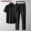 Herrspåriga T-shirt+Pants Summer Sportwear Men's Casual Suit 2022 Jogging Men's Fashion Track Suit Snabbtorkning HOMBRE MOOWNUC Z230719