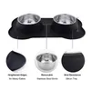 Dog Bowls Feeders Antislip Double Dog Bowl With Silicone Mat Durable Stainless Steel Water Food Feeder Pet Feeding Drinking Bowls for Dogs Cats 230719