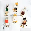 Pins Broschen Herr Frau Gentleman Dame Katze Kaninchen Fuchs Brosche Pin Denim Tier Jacke Schnalle Hemd Abzeichen Liebhaber Schmuck Geschenk für Paare Dhd6N