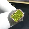 Bröllopsringar Wuiha Luxury 100% 925 Sterling Silver 3EX 6CT VVS Apple Green Created E Wedding Engagement Customized Ring Fine Jewelry 230718