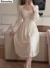 Urban Sexy Dresses 2023 Summer Women Fashion Elegant White Midi Vintage Princess Feminino Party A Line Clothes Vestdios 230719