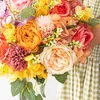 Декоративные цветы 6 шт/куча роскошные дома свадебные украшения невеста Букет фальшивый цветочный цветок