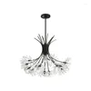 Lampadari Lampadario a fiori Nordic Illuminazione a LED Paralume in cristallo oro nero Lampada a sospensione per soggiorno