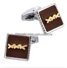 Boutons De Manchette 3Dlogo En Cuir Véritable En Or Et Sier Double Colorclassic Link Bijoux De Mode Hommes Chemise Française Accessoires Cadeaux De Mariage 181Rh