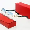 Designer-Brille für Herren, Sonnenbrille für Herren, randlos, Diamantschliff-Brille, Büffelhorn-Holzrahmen, braune Linse, modisches Ins-Netz, Rot, gleiche Herren- und Damen-Vintage-Brille, Großhandel 7288