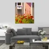 Handmade Landscape Art on Canvas Cottage Door Poppies Flowers Artwork Painting Home Decor