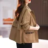 Femmes Trench-Coats Femmes Double Couche Coupe-Vent 2023 Printemps Automne Casual Manteau De Mode Dames Veste Courte De Base Outwear Gabardina Mujer