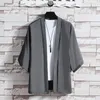 Giacche da uomo Cardigan in stile cinese per uomo Summer Cool Loose maniche a 3/4 Ice Silk Thin Sun Protection Coat Coppia Short Cape Woman