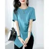 Magliette da donna High Street Summer T-shirt casual coreano da donna pieghe per donne camicia a maniche corte