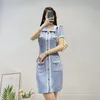 New S/elf Portrait Pink Lurex Knitted Mini Dress Short Sleeve Shirt Dress for Women