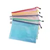 Arkivering av leveranser 10st A5 Mesh dragkedja Pouch Document Bag Waterproof Zip File Folers School Office Supplies Pencil Case Storage Påsar Arrangör 230719