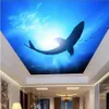 3d ceiling murals wallpaper custom po Ocean world shark background in the living room home decor 3d wall murals for walls 3 d2948