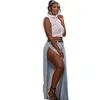 Женские джинсы одиночная грудь Slit Design Fashion Sexy Sexy Side Do Denim Blous