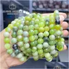 Beaded Strand Jd Natural Stone Qinghua Flower Jade Bead Bracelets Women Fashion Jewelry Gemstone Gift Handmade Bracelet Wristband Dr Dhnsf