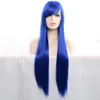 Long Straight Cosplay Wig Black Purple Black Red Pink Blue Dark Brown 80 Cm Synthetic Hair Wigs295B