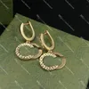 2 Farben Hip Hop Ohrringe Damen Eardrop Gold Ohrschlaufe als Geschenk Messing Buchstabe Designer Ohrstecker mit Box