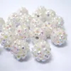 100 pcs / lot 10mm 12mm Blanc mélangé multicolore Chunky Résine Epoxy Strass Boule Perles shamballa Basketball femme Perle bracelet Fin241C