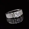 Cluster Rings 1ct D Color Maschio Moissanite Full Diamond S925 Sterling Silver Platinum Plated Men Ring Fine Jewelry Pass