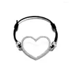 Link Bracelets Big Heart Charm Rose Gold Silver Color Adjustable Rope Bracelet For Women Party Jewelry Gift 11.11