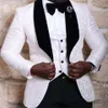 men's suit Groom Tuxedos Red White Black Shawl Lapel Wedding Suits for Men Jacket Pants vest Bowtie Groomsman Suits187S