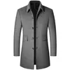 Hommes laine mélanges marque hiver 40% laine hommes épais manteaux col rabattu mode laine mélange manteaux supérieur survêtement veste Trench M-4Xl taille HKD230718