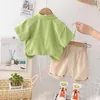 Jongens zomerpak kinderen dunne babykleding met korte mouwen knappe sport nieuwe knappe gefrituurde straat tweedelige getijdenkinderkleding.