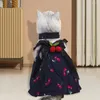 Hundebekleidung, hübsches Haustierkleid, Fellknäuel, Dekoration, Baumwolle, Hochzeit, Kirschdruck, Katze, Prinzessinnenrock mit Krawatte