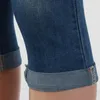 Kvinnors jeans denim byxor för kvinnor avslappnad enkel rippad gammal elastisk midhöjning ficka beskuren hål stil knapp smal damer jean sexig
