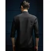 Men's Suits Summer Men Black Stand Collar Single Breasted Cotton Linen Male Suit Fashion And Slim Fit 2 Piece Blazer Pants 2023