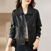 Femmes en cuir Version coréenne de Slim veste en cuir synthétique polyuréthane femmes 2023 automne hiver moto à manches longues manteaux courts Q394
