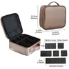 Cosmetic Bags Cases Gold PU Leather Makeup Bag For Women Large Capacity With Compartments Travel Cosmetic Case 230718