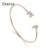 Bangle Doremi Custom Letter Armband Baby Bangle Zirconia Pave Setting Initial Armband Child Adult Size For Unik manschettsmycken 230718