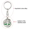 Keychains KTB/KSB376-423 30mm Diffuser Locket Key Ring 316L Rostfritt stål Keychain Free 10st Pads Drop Drop