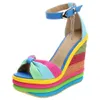S Women Wdhkun Donne Summer Ladies Wedges Multicolore Patchwork Peep Toe Scarpe Roman Sandals Teli BFC Ladie Cuneo