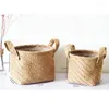 Paniers de rangement tressé Jute tissu pot de fleurs panier coton lin mélangé boîte de bureau enfants jouets articles divers organisateur blanchisserie