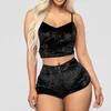 Roupa de dormir feminina Calças de seda para mulheres Camisola Top Peças de roupas femininas Sem mangas Sexy 2 Romper Shorts de veludo Crop Ternos Memory SlipperWom