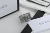 Hip Hop Männer Junge 925 Silber Original Markengravur G Schwarz Ring Titan Stahl Buchstabe Ringe Frauen Mädchen Designer Sommer Party Schmuck Dame Geschenke Größe 6 7 8 9